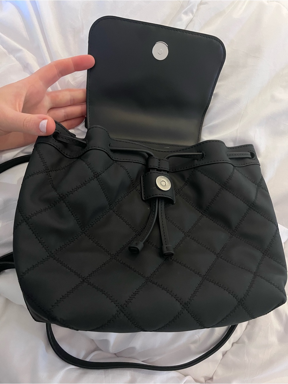 Tory Burch Quilted Black Backpack - Sleek Everyday Bag - Picture 2 of 7